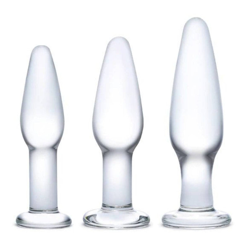 Load image into Gallery viewer, Glas Anal Training 3 Piece Butt Plug Set 4 Inch 4.75 Inch 5.25 Inch - Simply Pleasure
