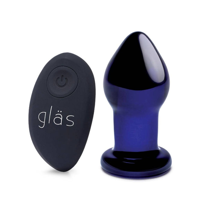 Glas Rechargeable Remote Controlled Vibrating Butt Plug Blue 3.5 Inch  - Prowler UK - Gay Sex Toys